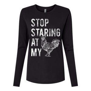 Stop Staring At My Cock Womens Cotton Relaxed Long Sleeve T-Shirt