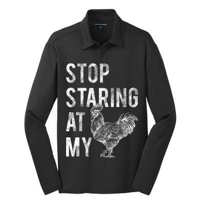 Stop Staring At My Cock Silk Touch Performance Long Sleeve Polo