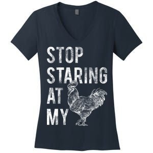 Stop Staring At My Cock Women's V-Neck T-Shirt