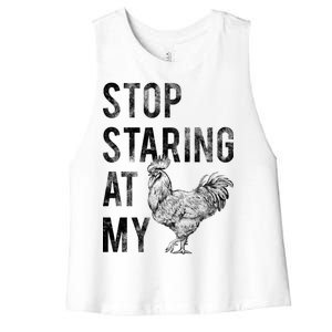 Stop Staring At My Cock Women's Racerback Cropped Tank