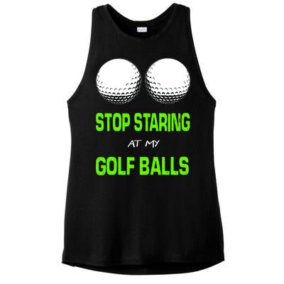 Stop Staring At My Golf Balls Ladies PosiCharge Tri-Blend Wicking Tank