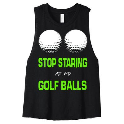 Stop Staring At My Golf Balls Women's Racerback Cropped Tank