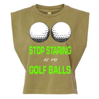 Stop Staring At My Golf Balls Garment-Dyed Women's Muscle Tee