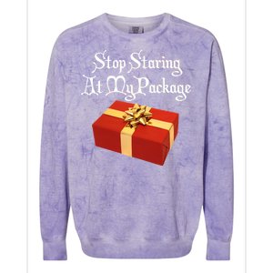 Stop Staring At My Package Christmas Present X-Mas Colorblast Crewneck Sweatshirt