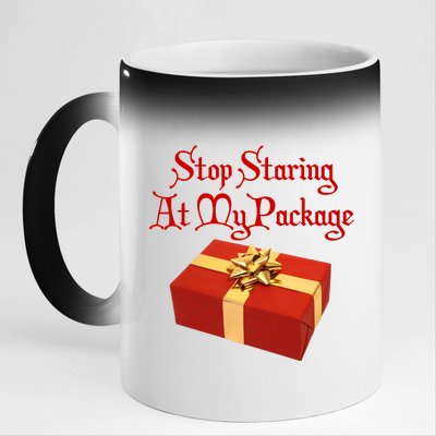 Stop Staring At My Package Christmas Present X-Mas 11oz Black Color Changing Mug