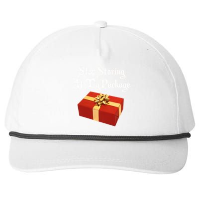 Stop Staring At My Package Christmas Present X-Mas Snapback Five-Panel Rope Hat