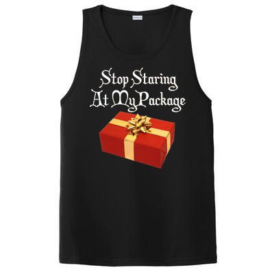 Stop Staring At My Package Christmas Present X-Mas PosiCharge Competitor Tank