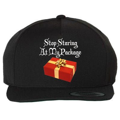 Stop Staring At My Package Christmas Present X-Mas Wool Snapback Cap