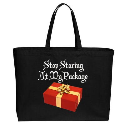 Stop Staring At My Package Christmas Present X-Mas Cotton Canvas Jumbo Tote