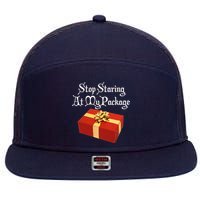 Stop Staring At My Package Christmas Present X-Mas 7 Panel Mesh Trucker Snapback Hat