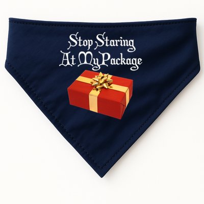 Stop Staring At My Package Christmas Present X-Mas USA-Made Doggie Bandana