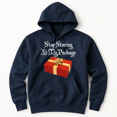 Stop Staring At My Package Christmas Present X-Mas Hoodie