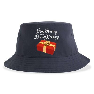 Stop Staring At My Package Christmas Present X-Mas Sustainable Bucket Hat