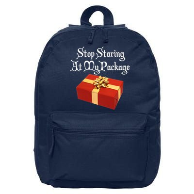 Stop Staring At My Package Christmas Present X-Mas 16 in Basic Backpack