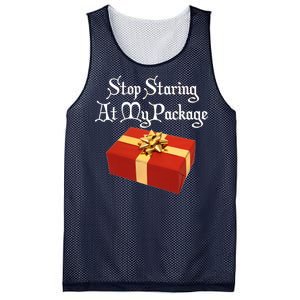 Stop Staring At My Package Christmas Present X-Mas Mesh Reversible Basketball Jersey Tank