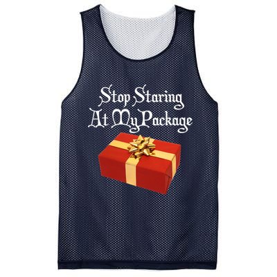 Stop Staring At My Package Christmas Present X-Mas Mesh Reversible Basketball Jersey Tank