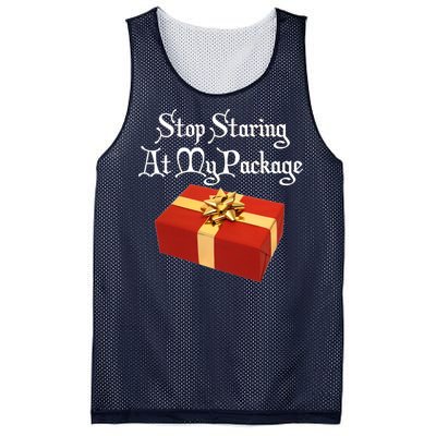 Stop Staring At My Package Christmas Present X-Mas Mesh Reversible Basketball Jersey Tank