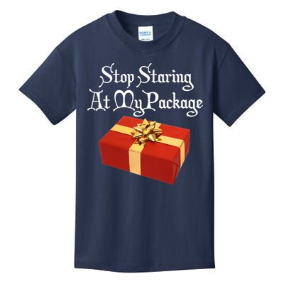 Stop Staring At My Package Christmas Present X-Mas Kids T-Shirt