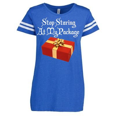 Stop Staring At My Package Christmas Present X-Mas Enza Ladies Jersey Football T-Shirt