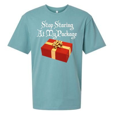 Stop Staring At My Package Christmas Present X-Mas Sueded Cloud Jersey T-Shirt