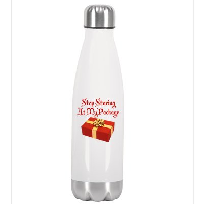 Stop Staring At My Package Christmas Present X-Mas Stainless Steel Insulated Water Bottle