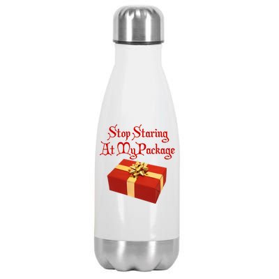 Stop Staring At My Package Christmas Present X-Mas Stainless Steel Insulated Water Bottle