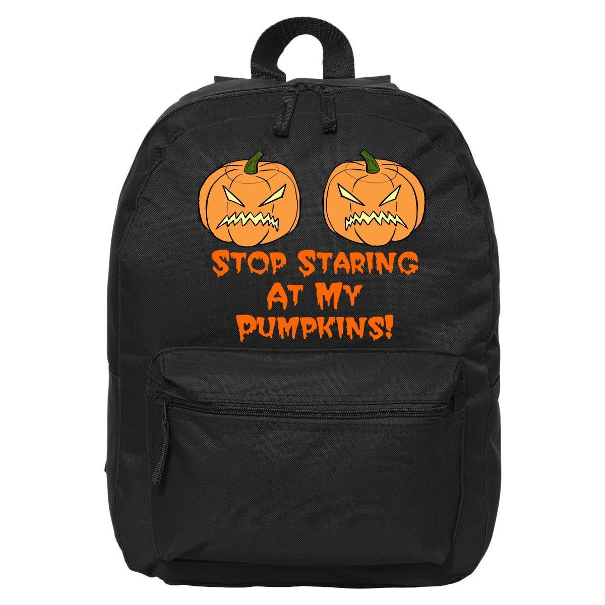 Stop Staring At My Pumpkins Halloween Costume 16 in Basic Backpack