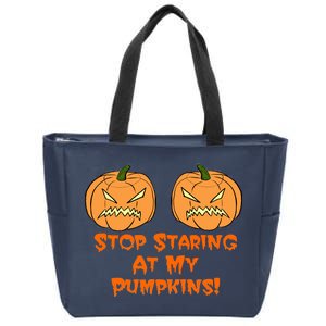 Stop Staring At My Pumpkins Halloween Costume Zip Tote Bag