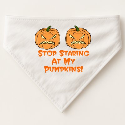 Stop Staring At My Pumpkins Halloween Costume USA-Made Doggie Bandana
