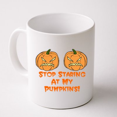 Stop Staring At My Pumpkins Halloween Costume Mug