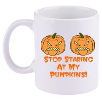 Stop Staring At My Pumpkins Halloween Costume 11oz C Handle Ceramic Mug