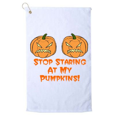 Stop Staring At My Pumpkins Halloween Costume Golf Towel