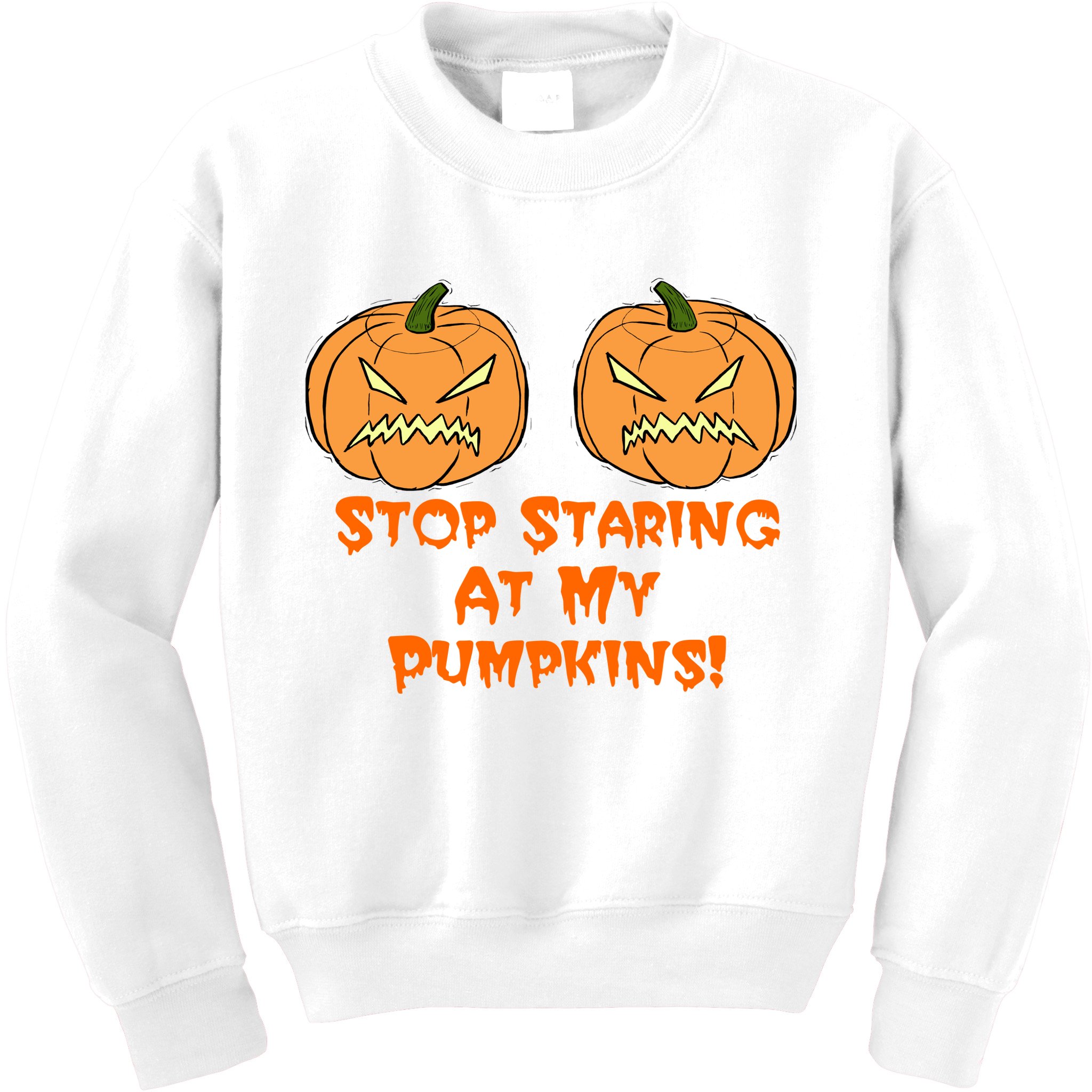 Stop Staring At My Pumpkins Halloween Costume Kids Sweatshirt