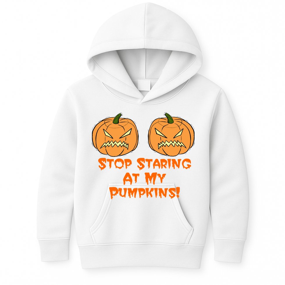 Stop Staring At My Pumpkins Halloween Costume Kids Hoodie