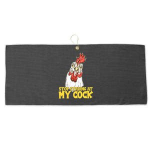 Stop Starring At My Cock Rooster Large Microfiber Waffle Golf Towel