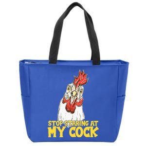 Stop Starring At My Cock Rooster Zip Tote Bag