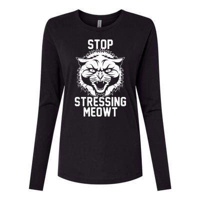 Stop Stressing Meowt Angry Cat Womens Cotton Relaxed Long Sleeve T-Shirt