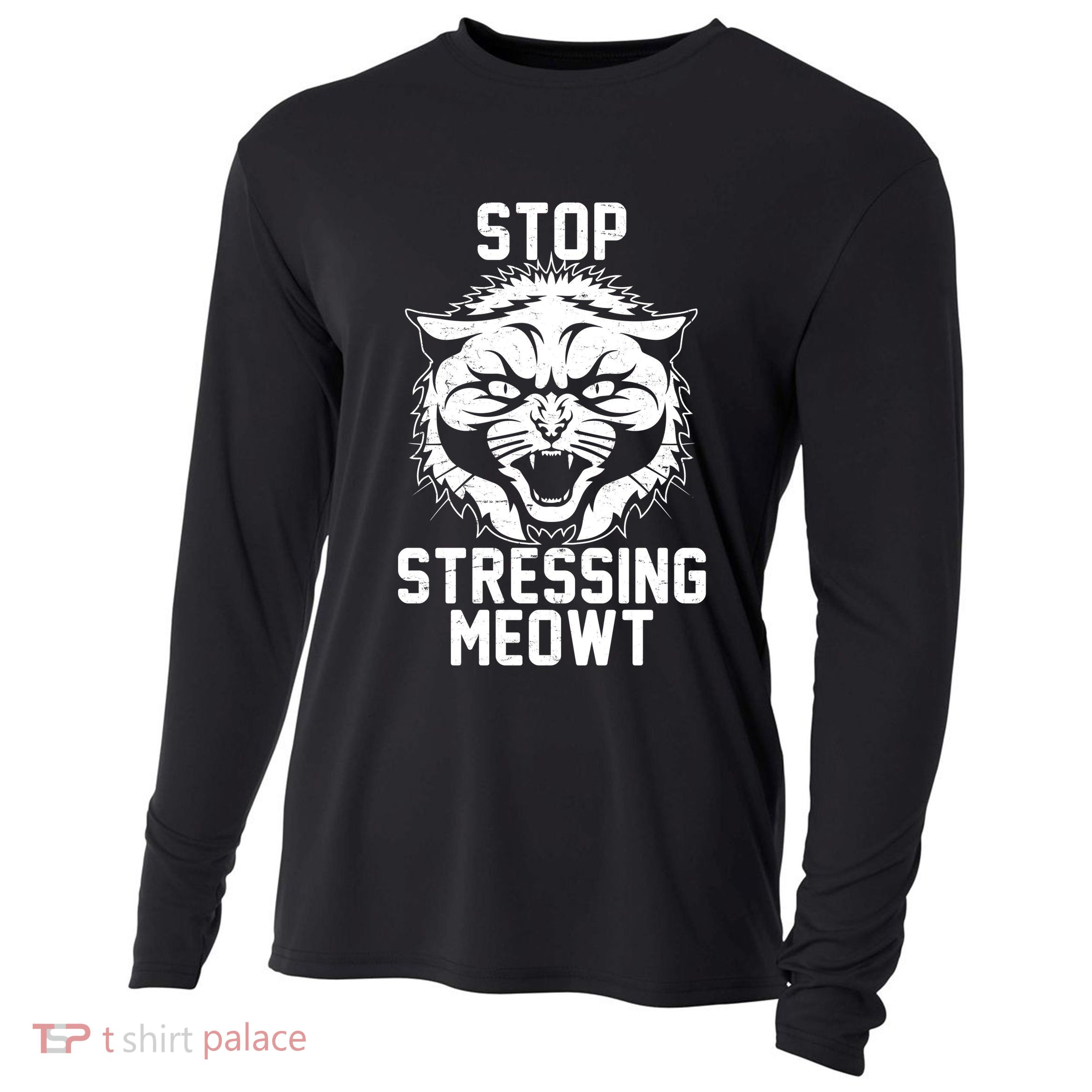 Stop Stressing Meowt Angry Cat Cooling Performance Long Sleeve Crew