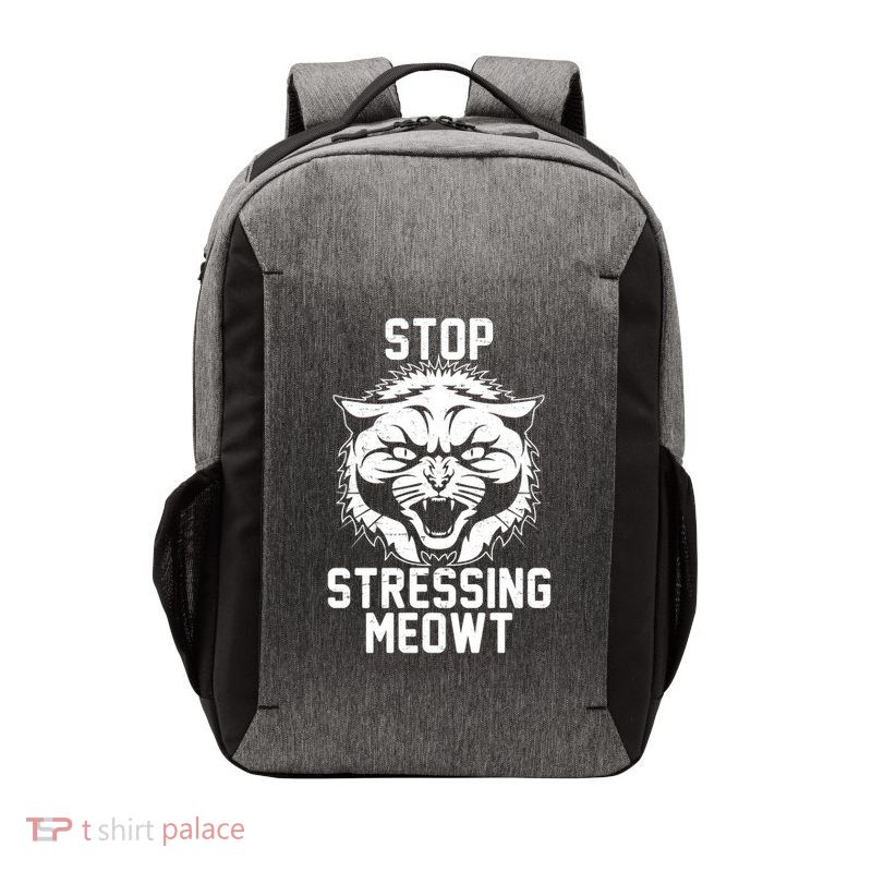 Stop Stressing Meowt Angry Cat Vector Backpack