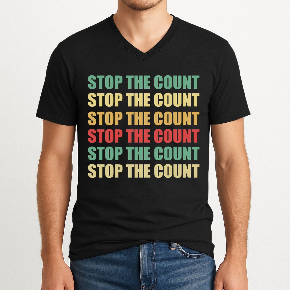 Stop The Count Word Mashup V-Neck T-Shirt