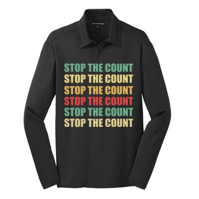 Stop The Count Word Mashup Silk Touch Performance Long Sleeve Polo