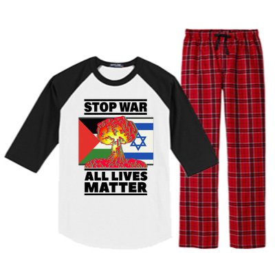 Stop War All Lives Matter Israel Palestine Raglan Sleeve Pajama Set