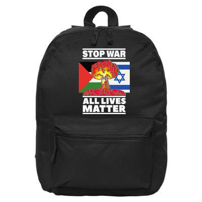 Stop War All Lives Matter Israel Palestine 16 in Basic Backpack