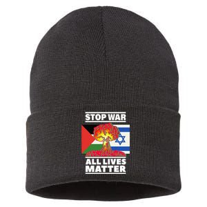 Stop War All Lives Matter Israel Palestine Sustainable Knit Beanie