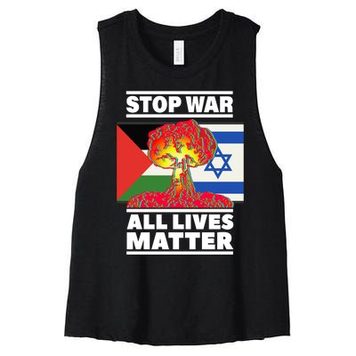 Stop War All Lives Matter Israel Palestine Women's Racerback Cropped Tank