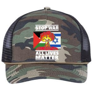 Stop War All Lives Matter Israel Palestine Retro Rope Trucker Hat Cap