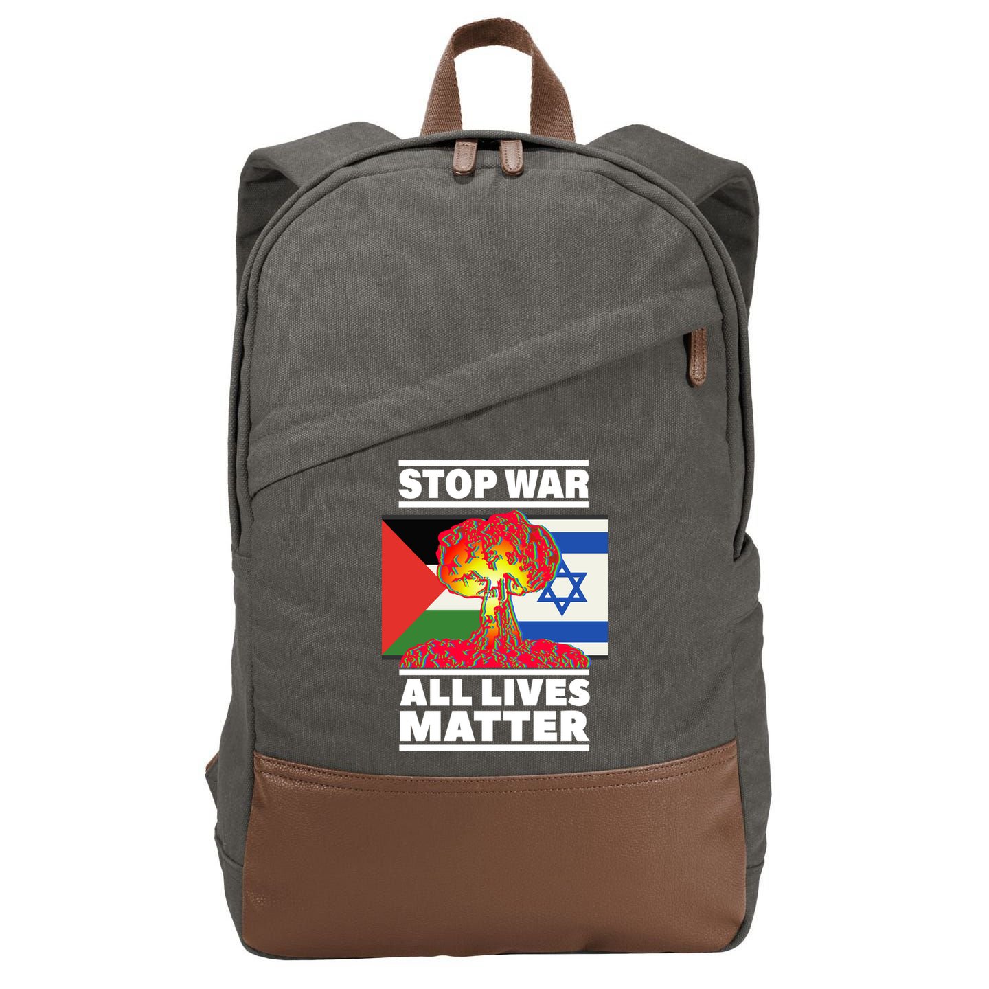 Stop War All Lives Matter Israel Palestine Cotton Canvas Backpack