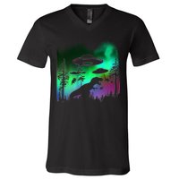 Storm Area 51 Alien Dinosaur UFO V-Neck T-Shirt