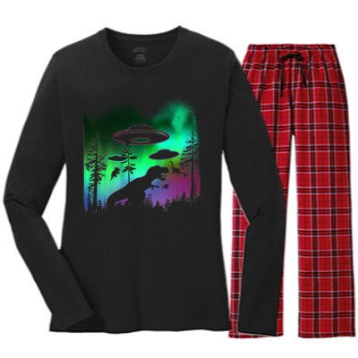 Storm Area 51 Alien Dinosaur UFO Women's Long Sleeve Flannel Pajama Set 