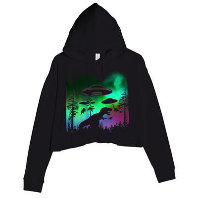 Storm Area 51 Alien Dinosaur UFO Crop Fleece Hoodie